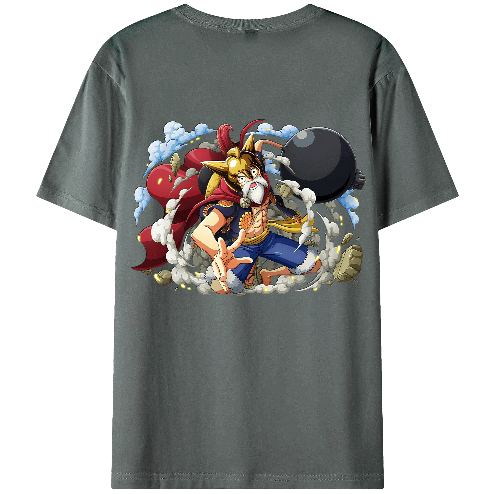 ワンピース モンキー・D・ルフィ ONE PIECE Monkey D. Luffy 綿100％ メンズ半袖Tシャツ（バックプリント） 通気性